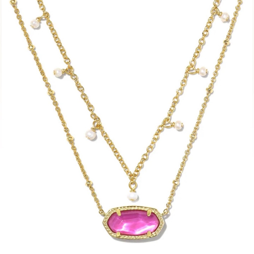 Kendra Scott Elisa Gold Pearl Multi Strand Necklace Azalea Illusion - Picture 2 of 4
